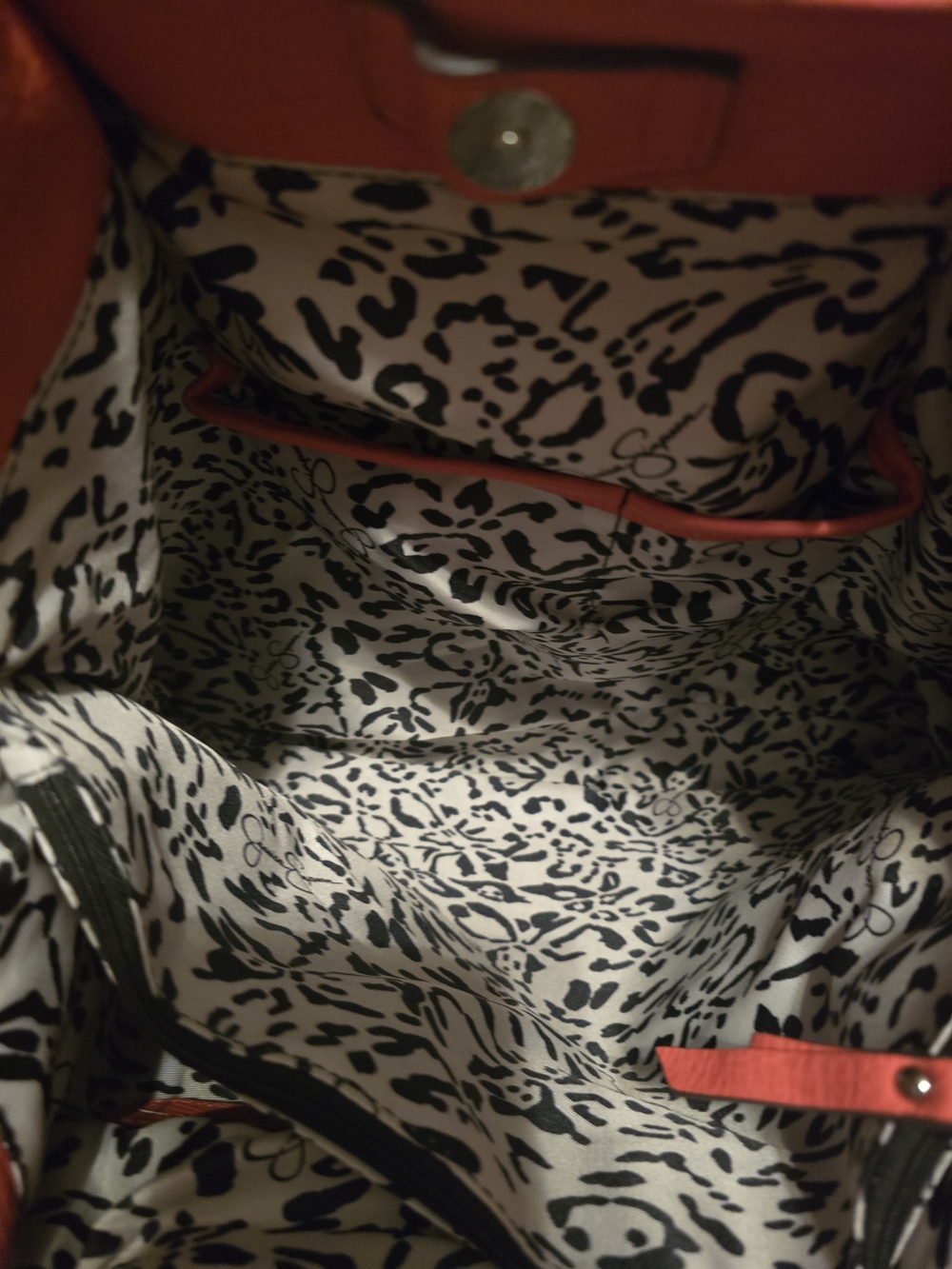 Striped Navy & White Tote with Coral Trim - Picture 3 of 4